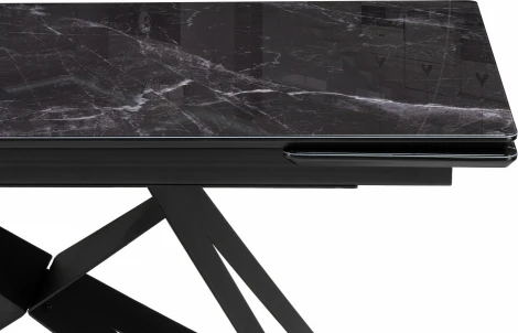Стол стеклянный Notta Блэкберн 140(200)х80х75 черный мрамор / черный / черный арт.612168