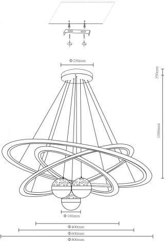 Подвесной светильник ярусный Velante 431-303-06 (LED, 220V, пульт управления, на тросе, шарики, кольцо)