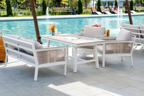 "Сан Ремо" стол обеденный из ДПК, каркас алюминиевый 4SIS арт.УТ-00000523