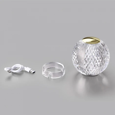 Настольная лампа Odeon Light Crystal 5008/2TL золотой/металл/акрил LED 2W 4000K 180лм (регулировка яркости, 220V, диммер, сенсорный выключатель, шар)