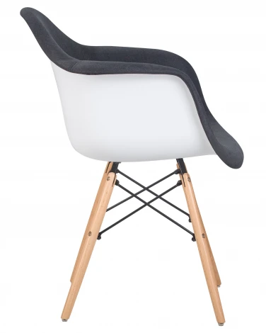 Стул обеденный DAW ROSS (ножки светлый бук, сиденье 012 белый пластик, чёрная ткань)