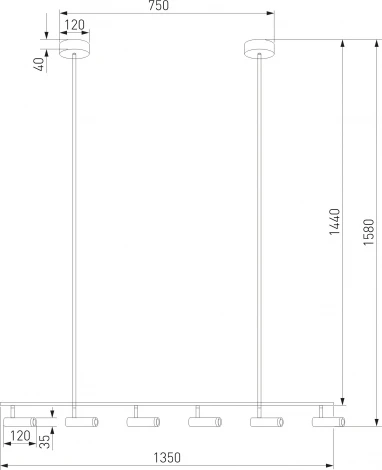 Спот на штанге Eurosvet Barre 20252/6 LED черный (220V, пульт управления)