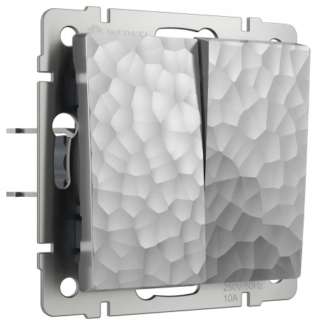 Выключатель двухклавишный (hammer серебряный) Werkel W1220006 (a052083)