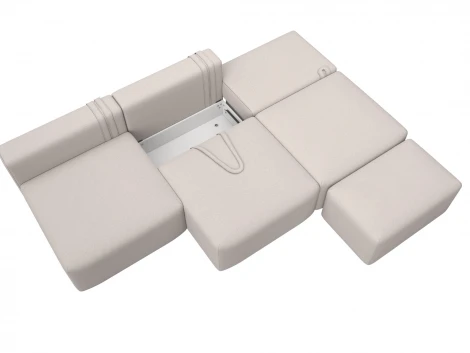 Диван прямой модульный с пуфом Лига-060 НПБ Лонг (ЛДСП,Брус,Фанера/Пластик/Замша/Бежевый) Лига Диванов 129487