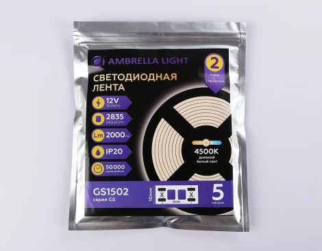 Светодиодная лента Ambrella Illumination GS1502 2835 240Led 19.2W/m 12V IP20 4500K 5m