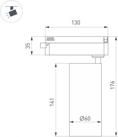 Трековый однофазный светильник LED LGD-GERA-2TR-R60-15W Warm3000 (WH, 24 deg, 230V) (Arlight, IP20 Металл) 055066