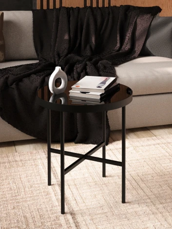 Стол журнальный МеталлАрт М011 МАЛЫЙ стемалит черный/черный Mebelik 009488
