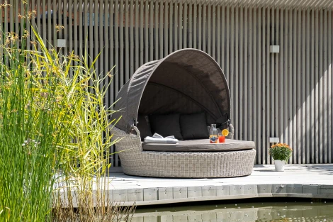 Плетеная кровать круглая, цвет бежевый 4SIS Стильяно YH-L618W beige