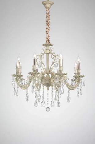 Подвесная люстра Lucia Tucci Barletta 1730.8 cream white (220V, хрусталь K10, на цепи, подсвечник, свеча)