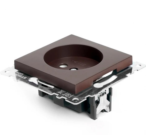 Розетка без заземления со шторками (коричневый) Stekker Катрин 49025