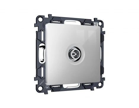 Комплект механизма ТВ-розетки оконечной экранированной встраиваемый (серебро глянец) Ambrella Volt QUANT MA413005