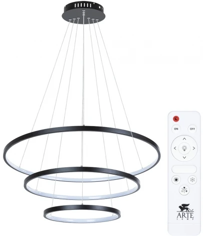Подвесной светильник ярусный Arte Lamp Frodo A2197SP-3BK (LED, 220V, пульт управления, на тросе)