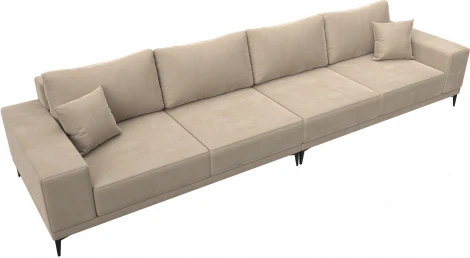 Диван прямой Льюес Лонг (Бежевый/Велюр) Лига Диванов арт.122383