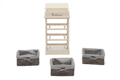 Тумба с 3 корзинами и ящиком Secret De Maison OUVERTURE 3 ( mod. 4336 ) butter white (слоновая кость) (дерево павловния, мдф)