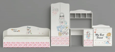 Комод "Девочки", Белый шёлк МАМА Девочки 102053