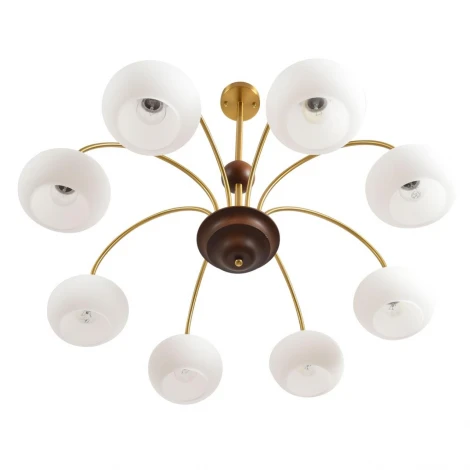 Потолочная люстра на штанге Lumion Larina 8323/8C латунь/белый, металл/стекло/дерево E27 8*60W 220V