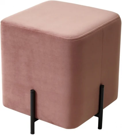 Пуф для гостиной ФЕЛИКС квадратный розовый #15, велюр / черный каркас М-City