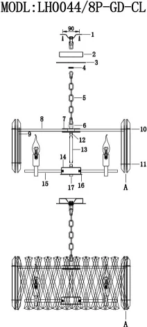 Подвесная люстра Lumien Hall Pauline LH0044/8P-GD-CL