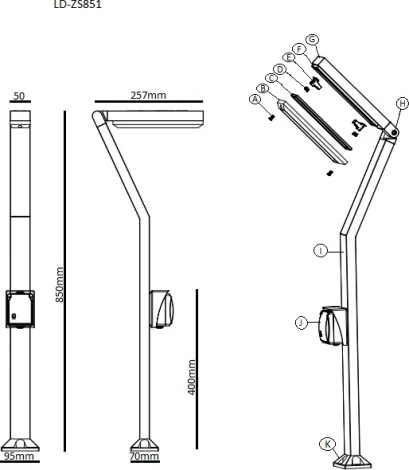 Наземный светильник с розеткой LD-Lighting LD-Z LD-ZS851 (220V, IP65)
