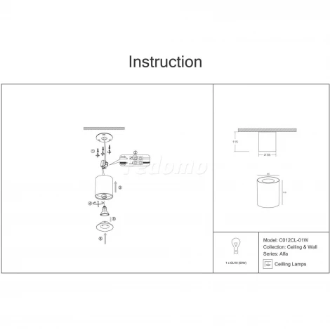 Накладной потолочный светильник Slim GU10 1x50Вт Maytoni Technical C012CL-01W (220V)