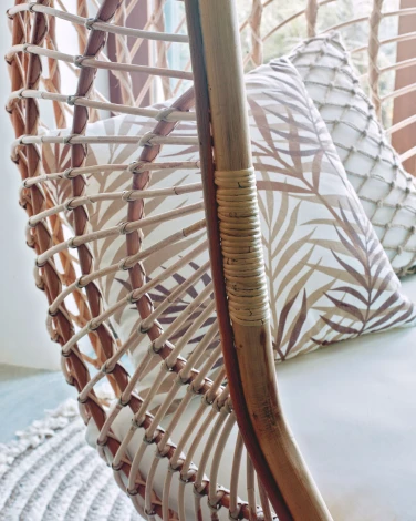 Кресло подвесное на стойке La Forma (ex Julia Grup) Ekaterina (Белый/ Ротанг,Акрил,Веревка,Пена)