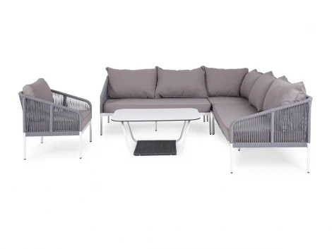 Модульная угловая лаунж-зона из роупа (веревки), цвет светло-серый 4SIS Канны KAN-S5C1T1-5-SET H-gray