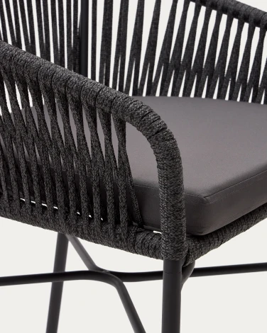 Веревочный полубарный стул Yanet черного цвета 65 см La Forma (ex Julia Grup) арт.114295