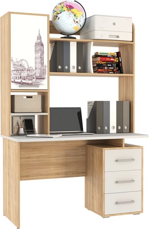 Лайт-2 Стол компьютерный 1200, цвет дуб сонома/белый Mebelson (арт.SKL2.1N02.1623)