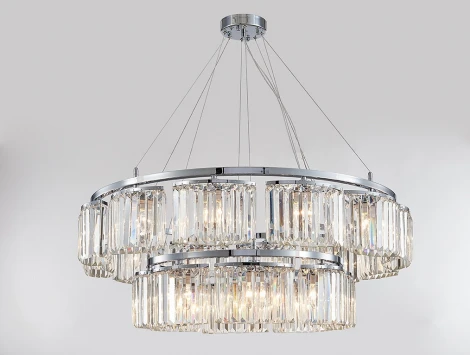 Подвесная люстра Newport 4350 4358+12/S chrome (220V, хрусталь, на тросе, круглые)