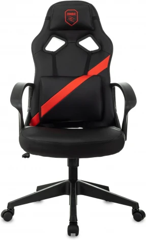 Кресло игровое Zombie 300 черный/красный эко.кожа с подголов. крестов. пластик пластик черный