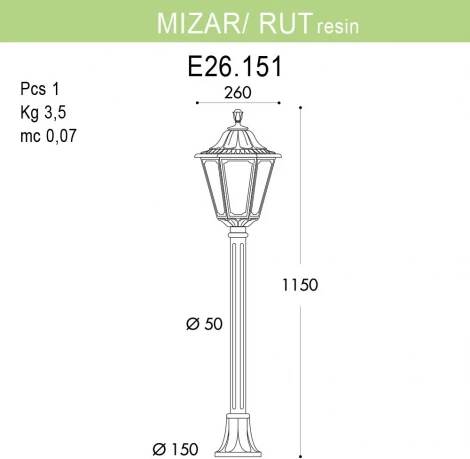 Наземный фонарь Fumagalli Rut E26.151.000.WYF1R (220V, IP55)
