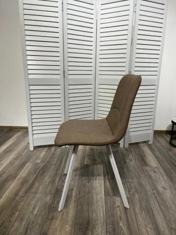 Обеденный стул M-City ASHTON RU-09 серо-бежевый винтаж/ белый каркас