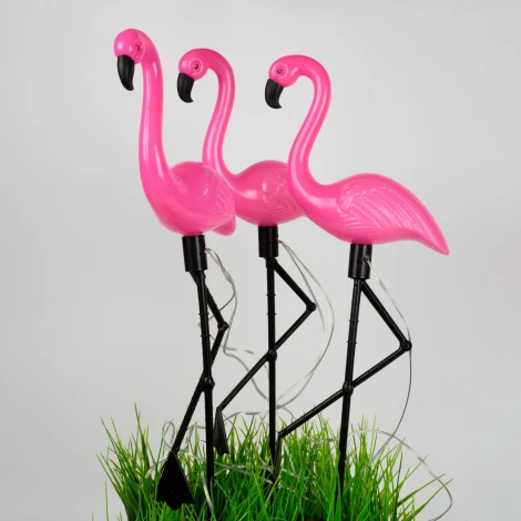 Садовый светильник на солнечной батарее «Фламинго», в комплекте из 3 штук. 6 светодиодов 1*АA Ni-Mh аккумулятор в/к. IP44 Uniel USL-S-833/PM530 FLAMINGO SET3