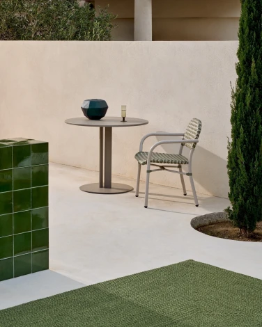 Уличный стол Sedalis из стали со столешницей из серо-коричневого алюминия Ø80 см арт.251577