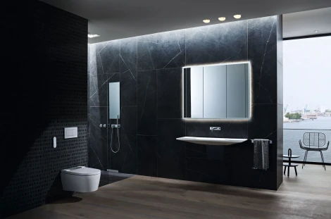 Унитаз подвесной Geberit AquaClean Sela 146.224.21.1 вставка глянцевый хром