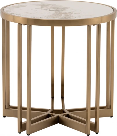 Журнальный столик Stool Group Алиада 55х55 см светлая керамика сталь шампань арт.УТ000040354