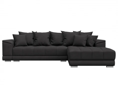 Диван угловой НордСтар правый угол (ДСП,Брус/Пластик/Замша/Коричневый) Лига Диванов 128211