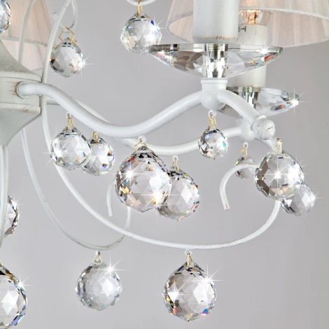 Подвесная люстра Eurosvet Эстель 10058/5 белый с золотом/прозрачный хрусталь Strotskis