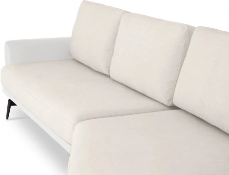 Диван Ispani угловой правый ОГОГО (арт.803485), (Экокожа,Ткань/Бежевый,Белый)