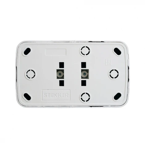 Розетка накладная двойная без заземления (белый) Stekker Basic 50075