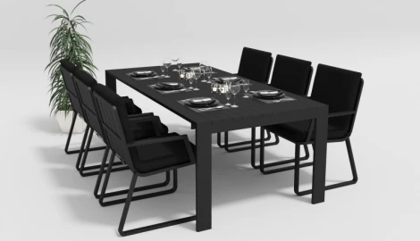 Обеденная группа Gardenini Malia (Алюминий,Ткань/Темно-серый,Черный) DMLA.010622.C1