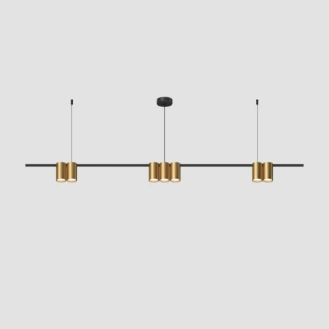 Подвесной светильник Denkirs Orbit DK4063-BK+SG 7xGU10 LED до 15 Вт, черный + сатинированное золото (220V, на тросе)