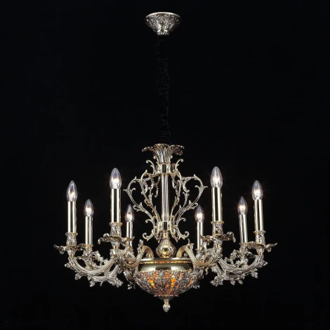 Подвесная люстра Lucia Tucci Firenze 1780.8.2 antique gold (220V, на цепи, подсвечник, свеча, листья, ветки)