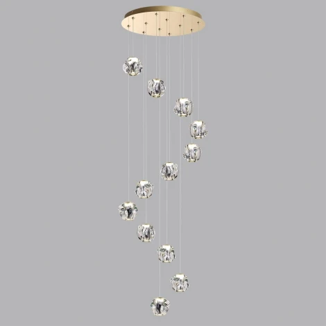 Потолочная каскадная люстра Odeon Light Jemstone 5085/60L золото/прозрачный/металл/акрил LED 60W 4000K 2800Лм (220V, на проводе)