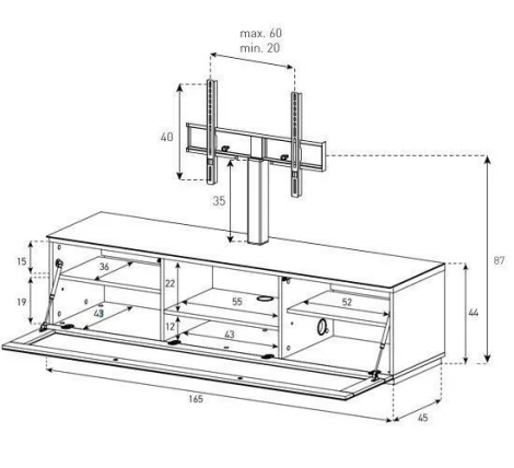 Тумба под телевизор Sonorous ST 161F BLK BLK BS