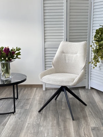 Стул M-City OLAF 360 град. поворот. RAVEN22 Бежево-белый, ткань / Черный