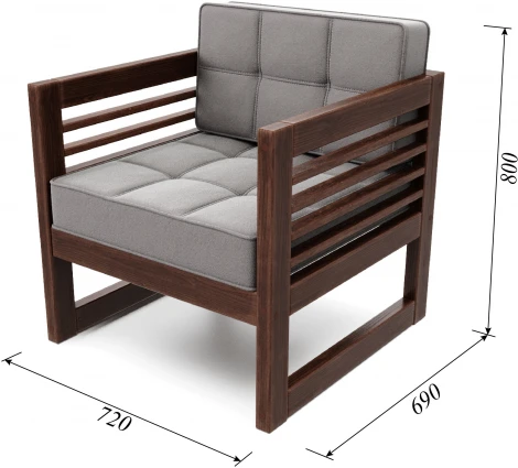 Кресло Arsko Сега орех велюр серый