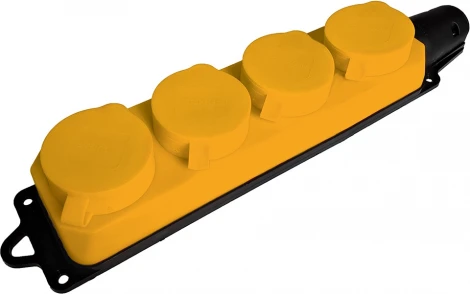 Розетка четверная с заземлением и крышкой (желтый) Stekker Одри 49406