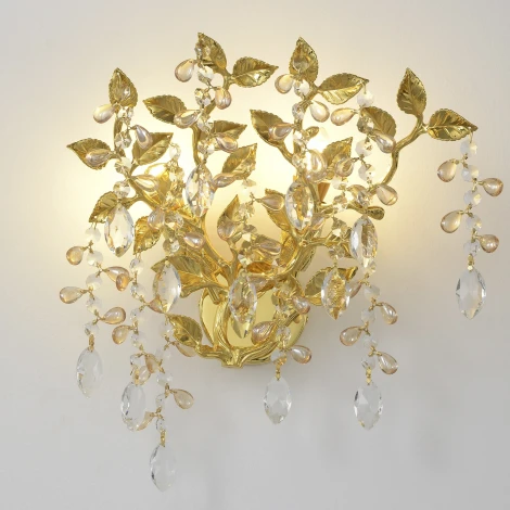 Бра Crystal Lux EDEN AP2 GOLD (220V, подвески, листья, ветки)
