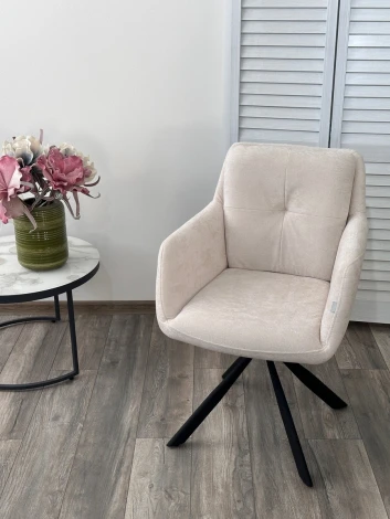 Стул ФЕДЕРИКО ДАНС 180 град. поворотный, NORDIC 11 Молочный / Черный каркас, M-City (арт.480M05670)